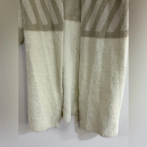 Anthropologie Sweater Merzouga Geometric Open Front Cardigan Ivory Kimono Boho - Picture 3 of 9